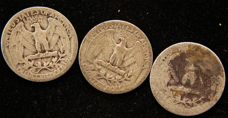 GROUP OF 3 WASHINGTON SILVER QUARTERS 1934, 1935, & 1936