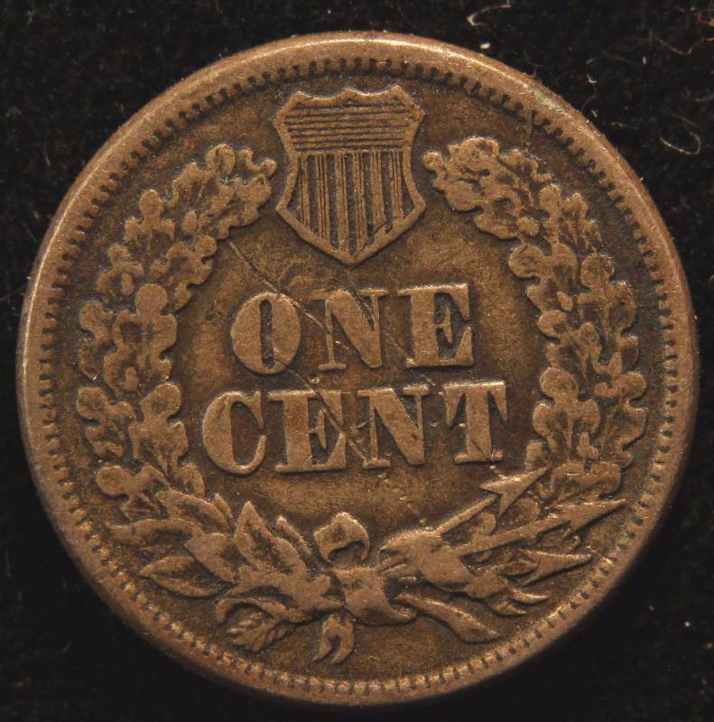 1863 COPPER NICKEL INDIAN HEAD CENT VF DETAILS REV SCRATCHES