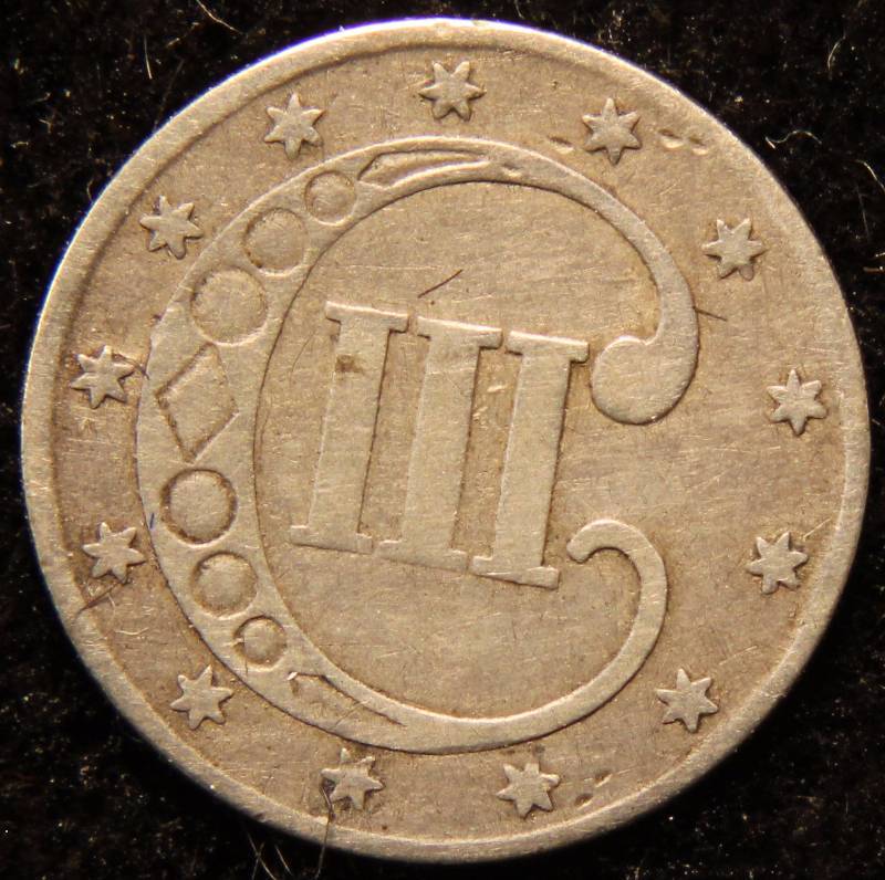 1852 THREE CENT SILVER VG