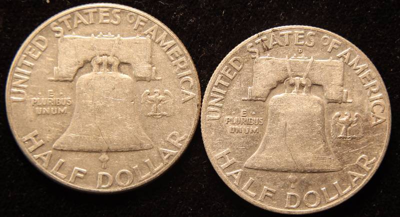 GROUP OF 2 FRANKLIN SILVER HALF DOLLARS 1949 & 1950
