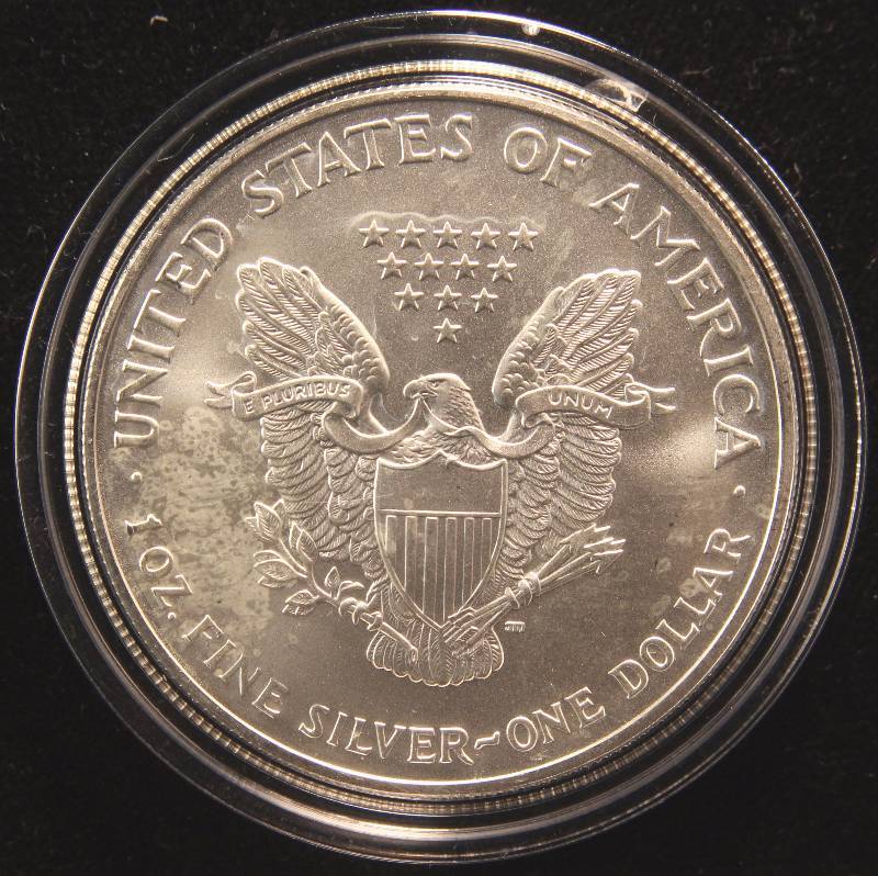 2002 AMERICAN SILVER EAGLE 1 TROY OZ. .999 FINE SILVER DOLLAR IN AIRTITE HOLDER