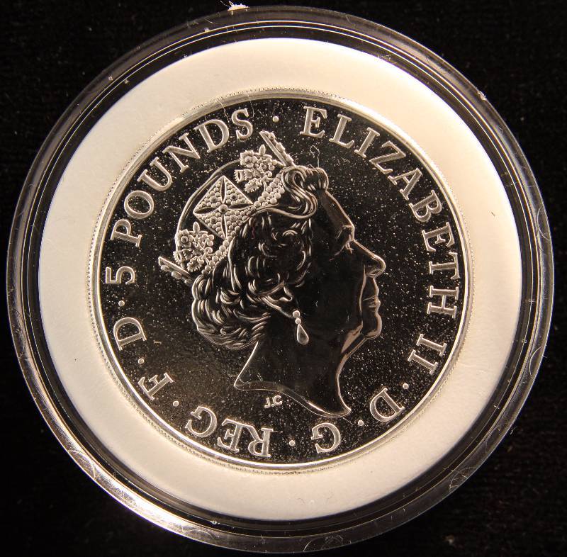 2017 GREAT BRITAIN 2 TROY OZ. .999 FINE SILVER QUEENS BEAST IN AIRTITE HOLDER