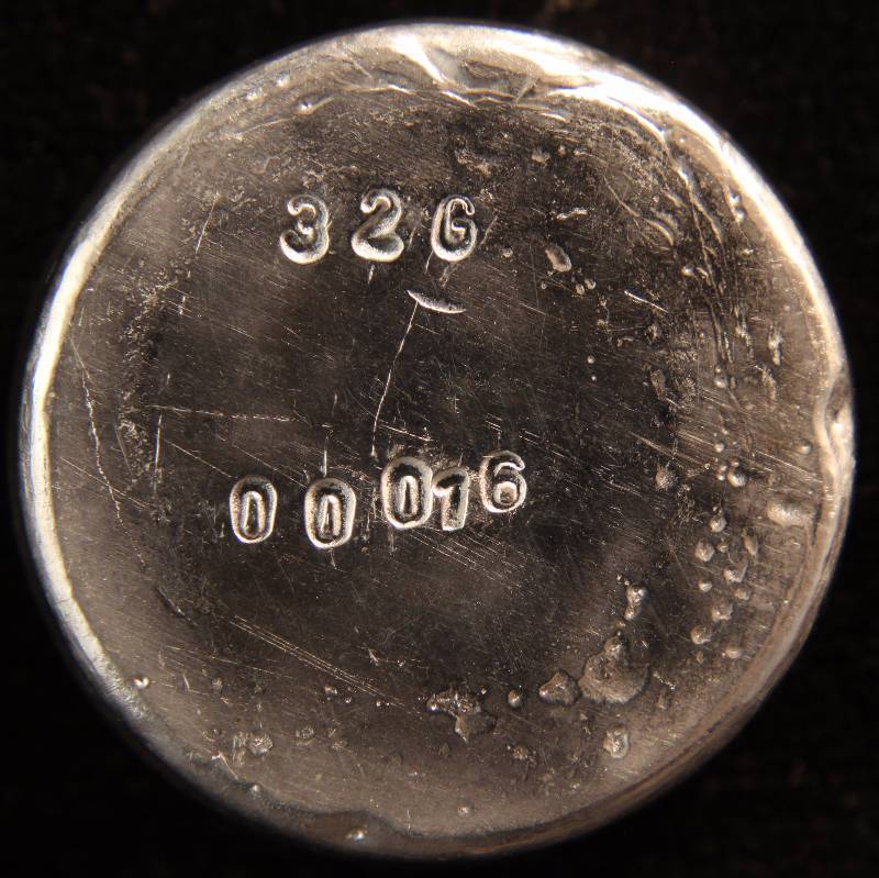 1 TROY OZ. .999 FINE SILVER ROUND BUTTON BULLION (32GRAMS - SERIAL# 00016)