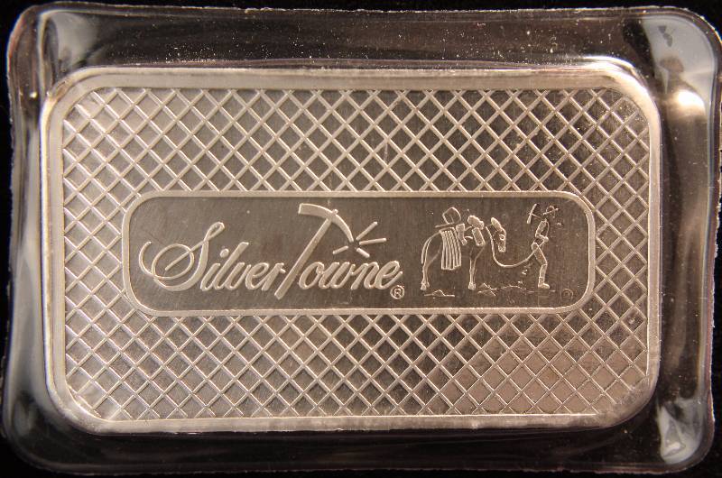 5 TROY Oz. .999 FINE SILVER BAR PROSPECTOR BY SILVERTOWNE SEALED