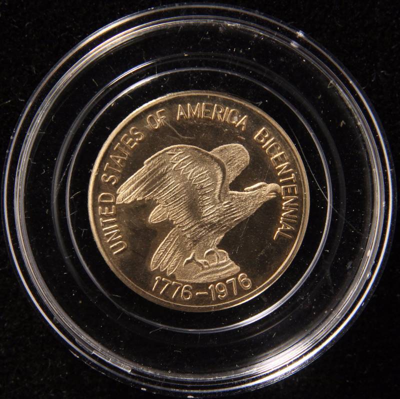 1976 BICENTENNIAL WASHINGTON GOLD COIN IN AIRTITE HOLDER (2.3 GRAMS 500 FINE GOLD)