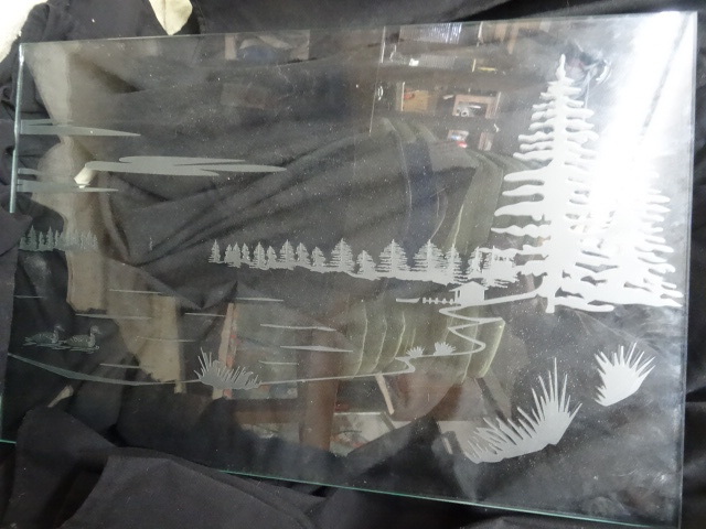 Tempered glass with etched wildlife...