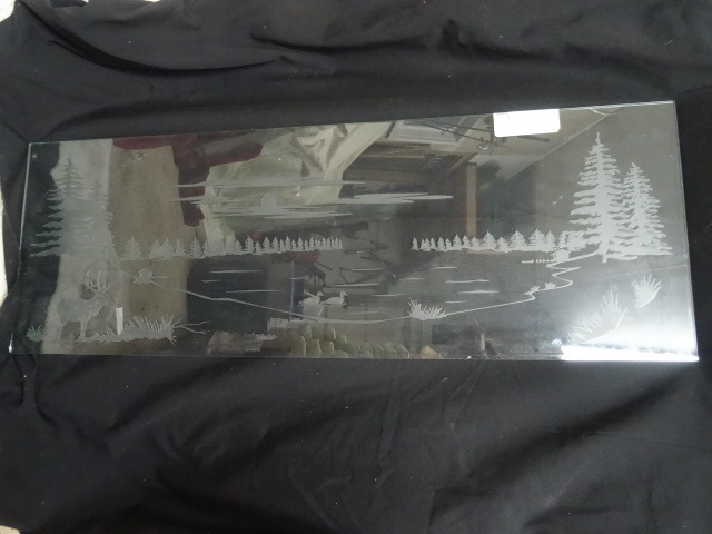 Tempered glass with etched wildlife...