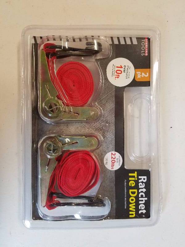 lot 244 image: NEW Sterling Sterling Ratchet Tie Down Set 10ft 220lbs in Original Packaging BRAND NEW CONDITION