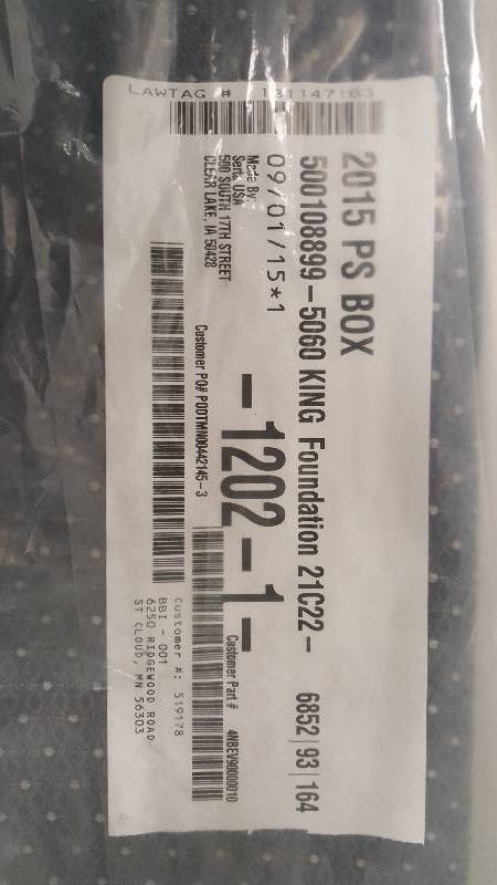 lot 265 image: Serta Perfect Sleeper Twin XL andor Half King Size Boxspring NEW OLD STOCK