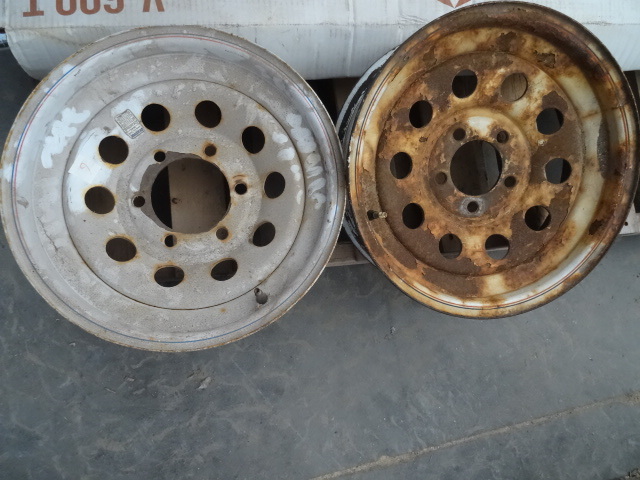 lot 6 image: 2 metal trailer rims. 6 hole. 15x6J...