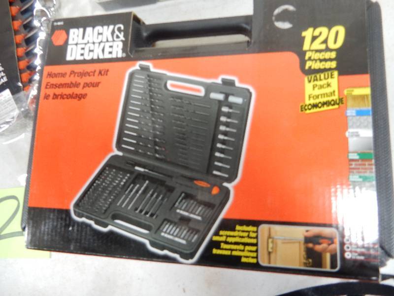 lot 28 image: Black and Decker Home Project Kit  120 pieces 13 Piece Wrench set SAE sizes   Socket set