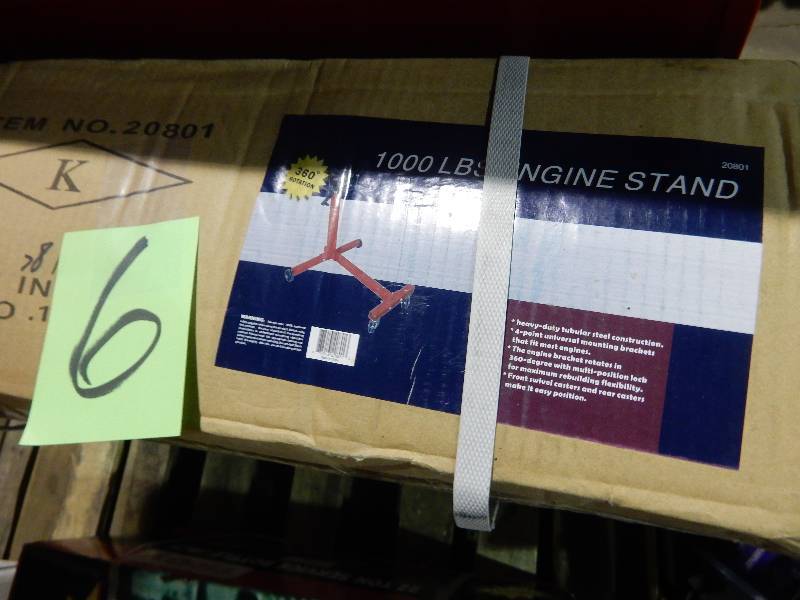 lot 6 image: 1000 Lb Engine Stand.. New in the unopened box