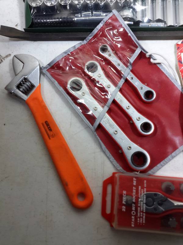 lot 74 image: Misc. Wrenches, Sockets,  and Drivers as pictured