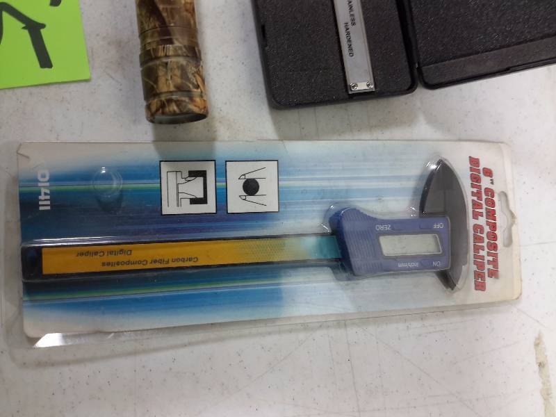 lot 85 image: 2, Electronic Calipers..  Nice CAMO, LED Flashlight