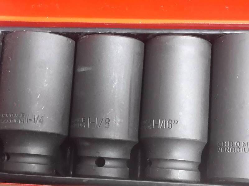lot 97 image: Set of Deep Socket, 12 in drive.. See closeups for sizes