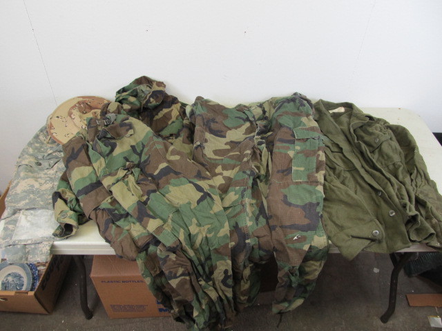 lot 37 image: Vintage & Newer Military Fatigues etc