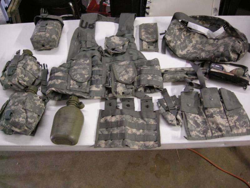 Army ACU Vest, Canteens, Ammo Pouches, First Aid