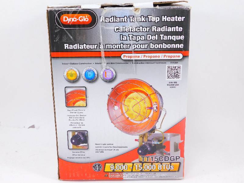 lot 7 image: Dyna-Glo Radiant Tank Top Propane Heater 15,000 BTUs