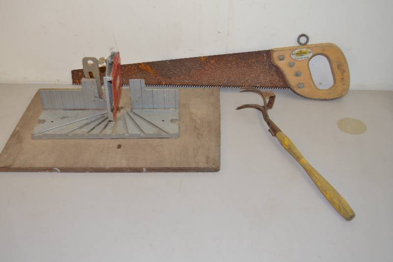 lot 41 image: Miter Box, Saw, Garden Claw