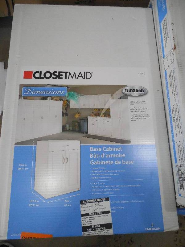 lot 37 image: ClosetMaid 24 in. Freestanding Raised Panel Base Cabinet with 1-Drawer and 2-Door