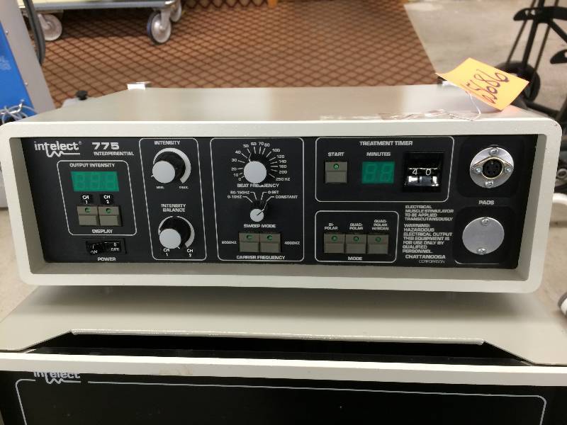 lot 1 image: WOW Retails Used $800 Chiropractors Chattanooga Intelect 775 Interferential Muscle Stimulator Ultrasound Unit & Mobile Adjustable Cart - Systematic Treatment of AcuteChronic Pain, Muscle Spasm & Some Circulatory Disorders Excellent