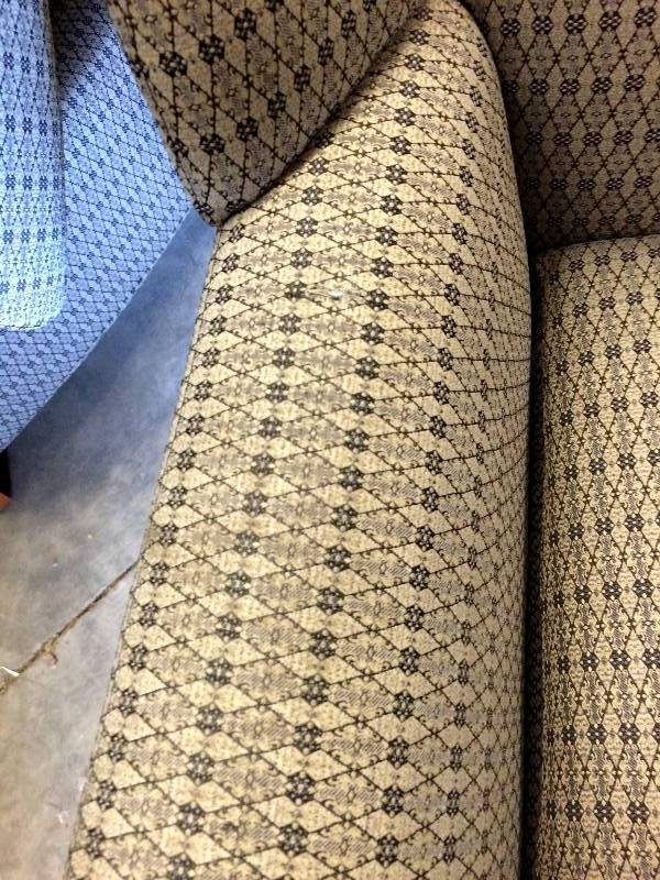 lot 16 image: Retails New $1000 High End David Edwards Fly Collection Low Back Waiting Room Healthcare Upholstered Wing Back Arm Chair Designed by Max Pearson - Nice Condition Light Wear To Arms