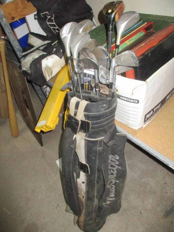 golf clubs and bag