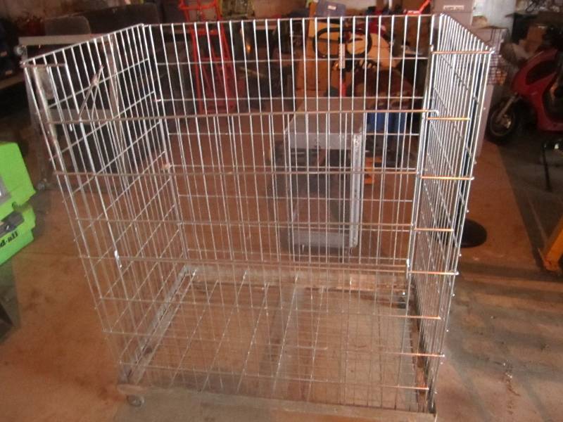 Metal cage container with drop down...