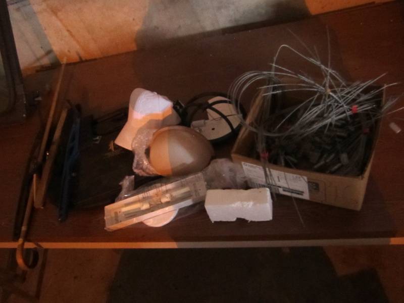 Cane, cap, light, box of sealing ta...