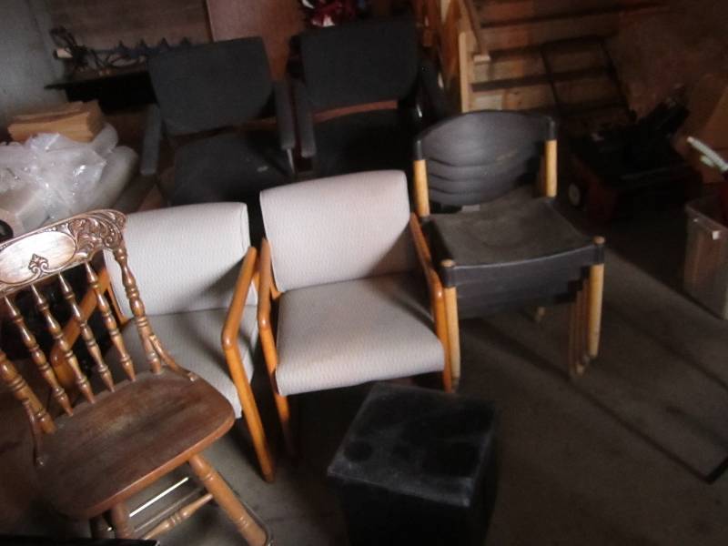 Lot of chairs, vintage wood, office...
