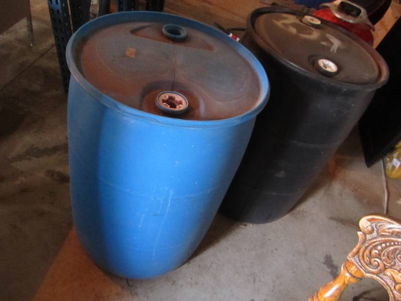 2 plastic barrels...