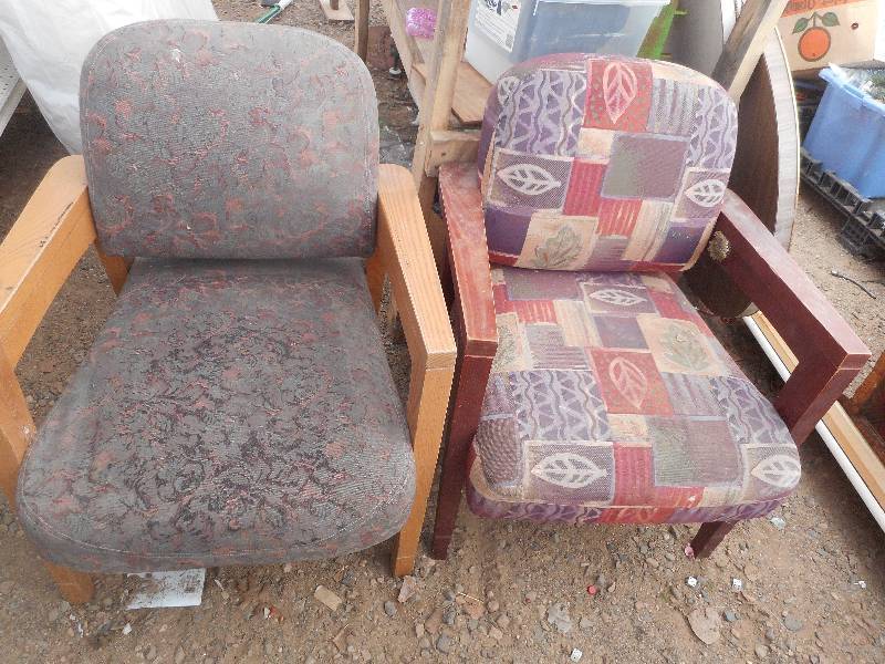 2 VINTAGE STUFFED ARM CHAIRS