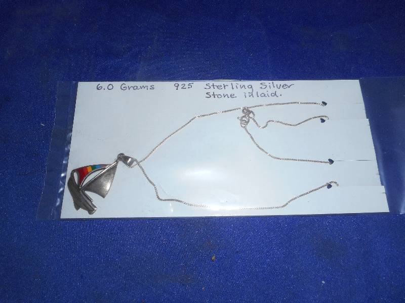 STERLING SILVER STONE INLAYED NECKLACE