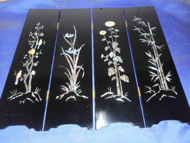 4 FOLD JAPANESE INLAYED SCREEN