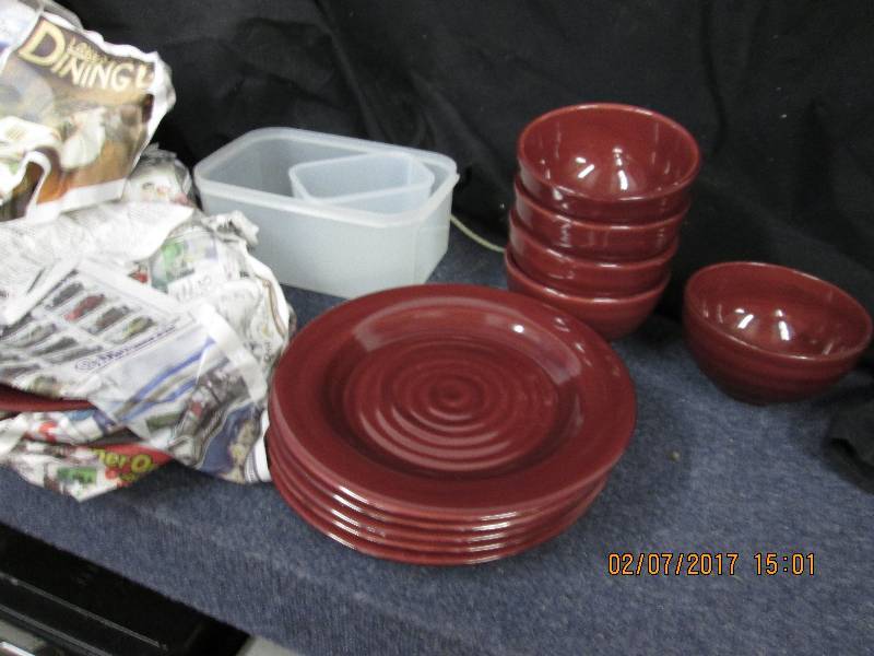 lot 20 image: Lot of 10 Dark Red Home Stoneware P...