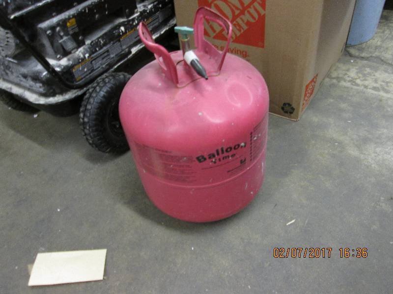lot 45 image: Empty Red Helium Gas Cylinder with ...