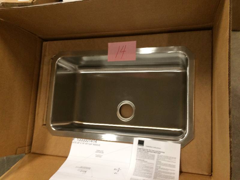 lot 14 image: Elkay Lustertone Undermount Stainless Steel 31 in. 0-Hole Single Bowl Kitchen Sink in Satin 30-12 in. L x 18-12 in. W x 10 in. D New