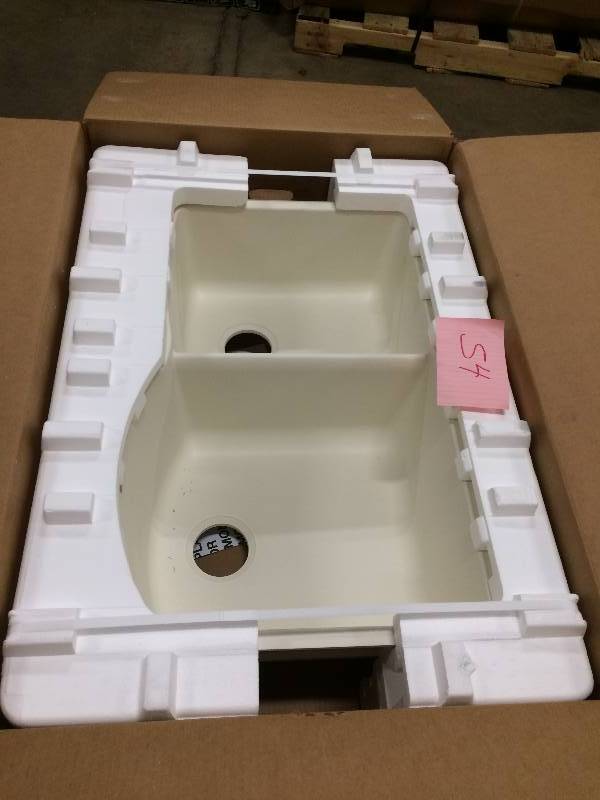 lot 54 image: Blanco Diamond Undermount Composite 32 in. Double Bowl Kitchen Sink in Biscuit