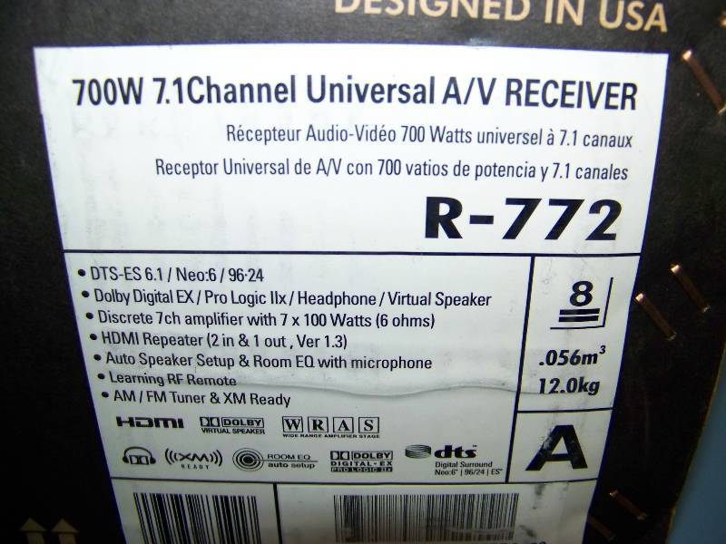 lot 28 image: Sherwood Newcastle, 700W, 7.1 Channel, Universal AV Receiver