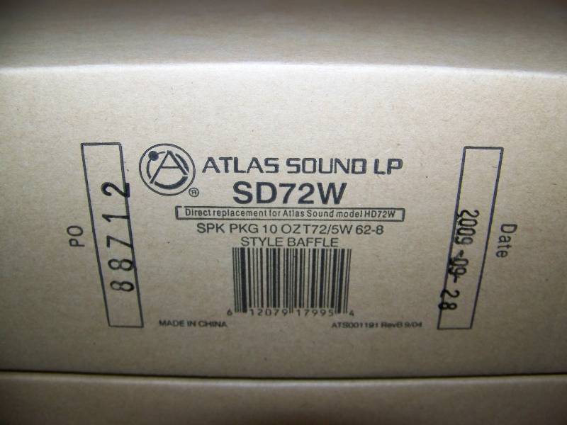 lot 62 image: (7) Atlas Sound LP, In-Ceiling Loudspeakers  Speakers - NEW  NEVER INSTALLED