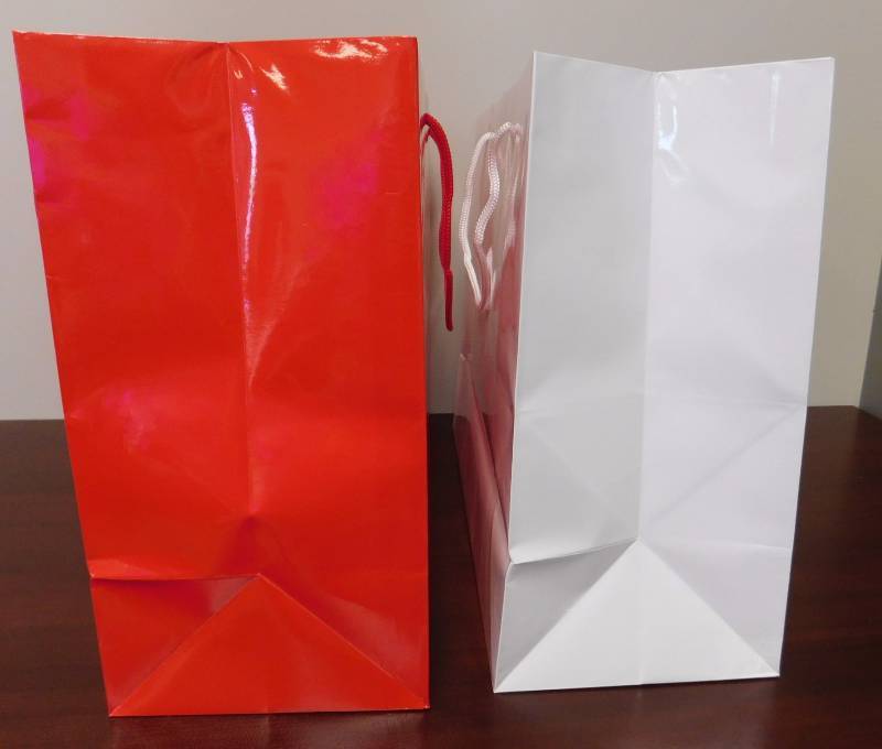 Red & White Glossy Euro Totes - 16 x 6 x 12