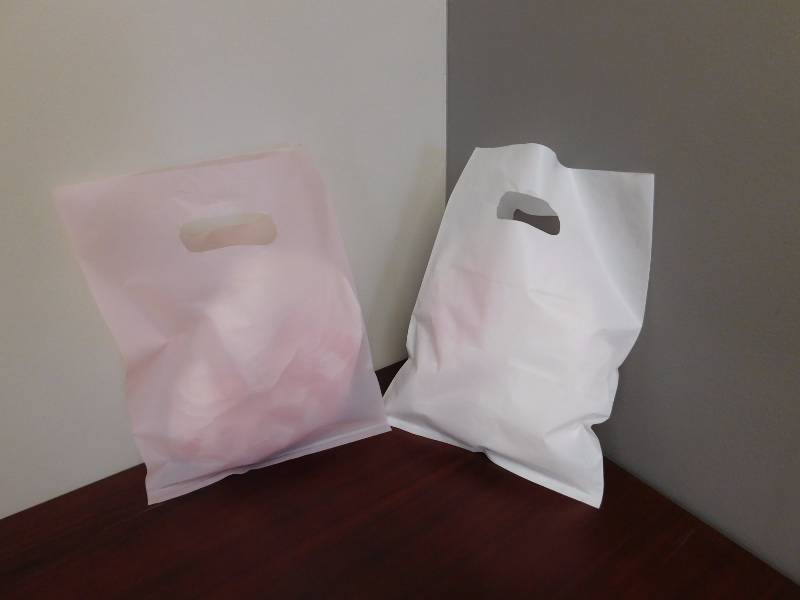 White & Pink Die Cut Handle Bags