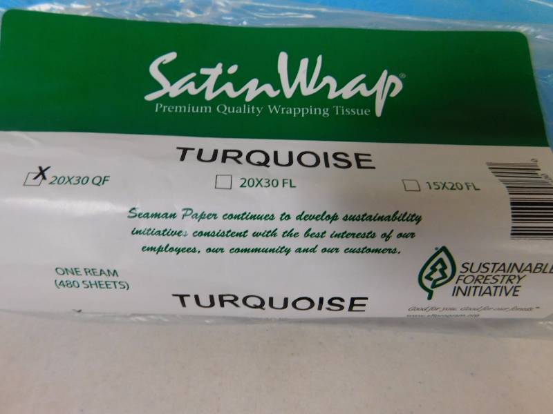 Turquoise Satin Wrap Tissue Paper 20 x 30