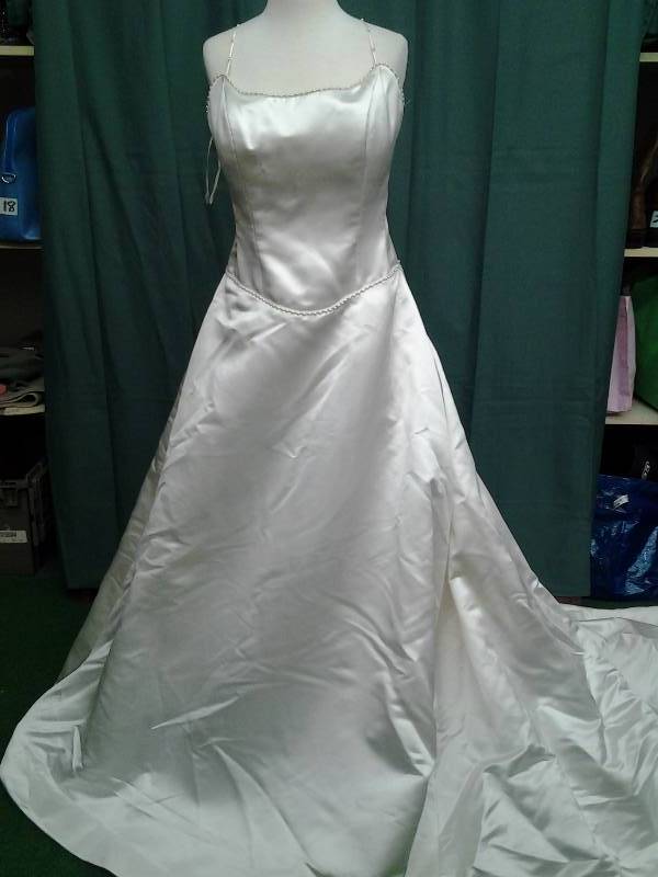 Jessie McCaffrey Haute Couture Ivory Satin With Pearls Size 6