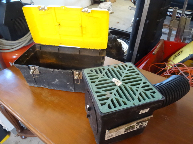 lot 48 image: Tool box. Landscape timber spikes. ...