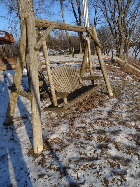 lot 130 image: Wood outdoor swing. 2 person. Made ...