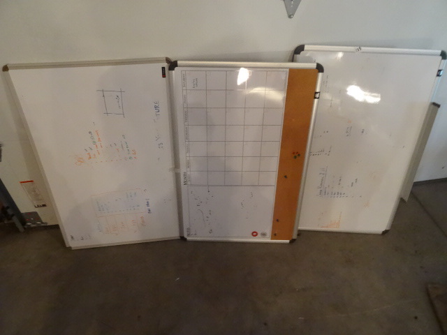 lot 135 image: 2 white boards. 23 x 35. 1 cork and...
