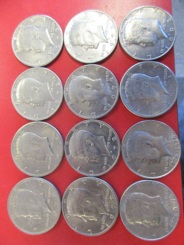 12 KENNEDY HALF DOLLAR COINS