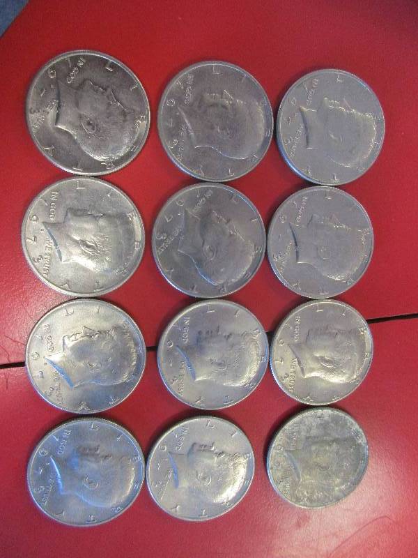 12 - 1973 KENNEDY HALF DOLLAR COINS