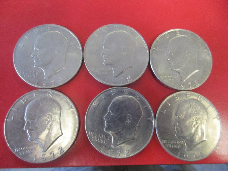 6 - 1972 EISENHOWER DOLLAR COINS